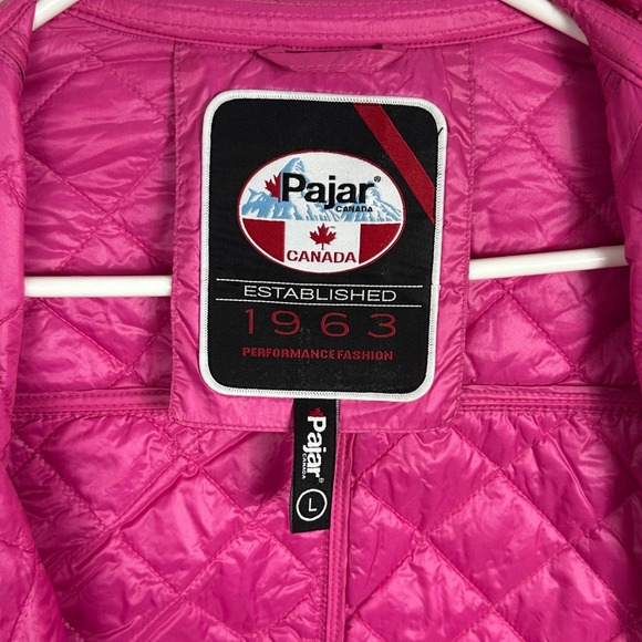 Pajar Canada Pink Quilted Coat Womens Sz Large Winter Jacket P2J0093S14 Full Zip - Picture 2 of 16